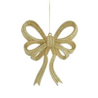 Festive Glitter Bow Hanging Tree Decoration, Gold