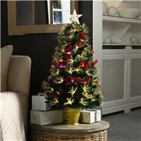 Festive Butterfly & Flower Fibre Optic Tree, 60cm, Green