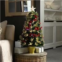 Festive Butterfly & Flower Fibre Optic Tree, 90cm, Green