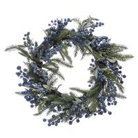 Festive Frost Berries & Foliage Wreath, Blue