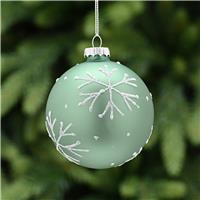 Festive Snowflake Glass Bauble, Green