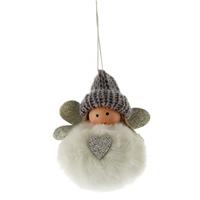 Festive Glitter Fairy Hanging Tree Decoration, White & Grey
