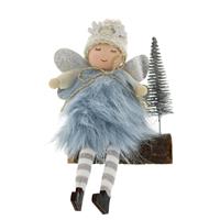 Festive Dangly Legs Fairy Oranament, Blue & White