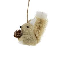 Festive Bristle Squirrel Hanging Tree Decoration, Brown