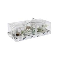 Festive Berry Twin Tealight Candle Holder, White