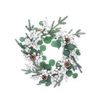 Festive Eucalyptus & Berries Wreath, Green & White