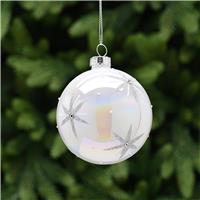 Festive Snowflake Glass Bauble, Iris White