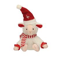 Festive Sitting Sheep Plush Decoration, White