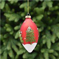 Festive Tree Drop Bauble, Matt Red