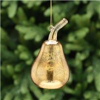 Festive Pear Glass Hanging Tree Decoration, Gold