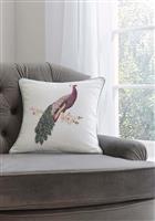 Laura Ashley Peacock Beaded Cushion, Duck Egg