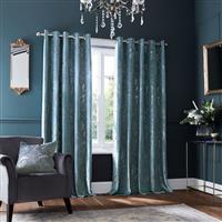 Laura Ashley Josette Metallic Eyelet Curtains W162 X D137cm, Pale Seaspray
