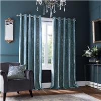 Laura Ashley Josette Metallic Eyelet Curtains W223 X D182cm, Pale Seaspray