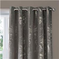 Laura Ashley Josette Metallic Eyelet Curtains W162 X D182cm, Steel