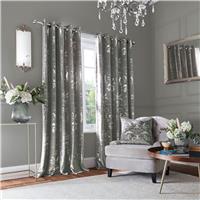 Laura Ashley Josette Metallic Eyelet Curtains W162 X D228cm, Steel
