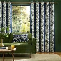 Orla Kiely Sycamore Stripe Eyelet Curtains, 168 x 137cm, Space Blue