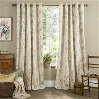 Laura Ashley Pussy Willow Eyelet Curtains, 162 x 137cm, Ochre