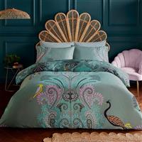 Sara Miller Peacock Filigree Duvet Set, Single, Dark Sage