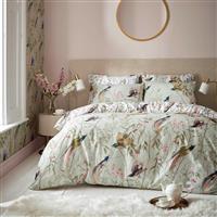 Graham & Brown Clavering Birds Duvet Set, Double, Sage Green