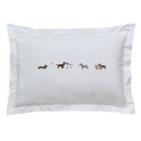 Sophie Allport Doggy Day Care Oxford Pillowcase Pair, Off-white