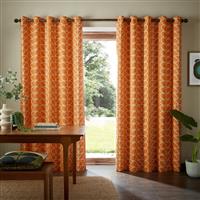 Orla Kiely Linear Stem Eyelet Curtains, 117 X 229cm, Burnt Orange