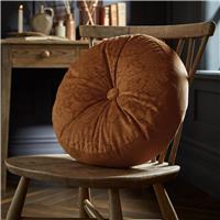 William Morris At Home Strawberry Thief Embossed Circular Cushion, 38cm, Saffron