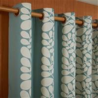 Orla Kiely Sycamore Stripe Curtains, 229 X 183cm, Duck egg