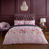 Sara Miller Ditsy Floral Duvet Set, Double, Deep Mulberry