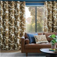 Orla Kiely Wildflower Eyelet Curtains, 117 X 137cm, Coffee