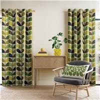 Orla Kiely Multicolour Stem Eyelet Curtains, 168 X 183cm, Fern-ochre