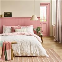 Laura Ashley Ashstead Damask Duvet Set, King, Natural Coral