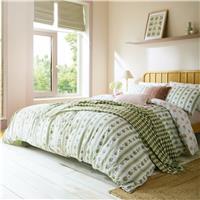 Laura Ashley Pensham Stripe Duvet Set, Double, Sage Pink