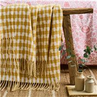 Laura Ashley Knapton Throw, 130cm x 70cm, Ochre Yellow