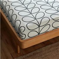 Orla Kiely Linear Stem Fitted Sheet, 40cm Drop, Single, Charcoal