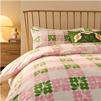 Orla Kiely Floret Check Duvet Set, Super King, Dill Pink
