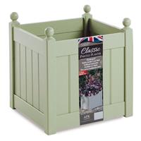 AFK Classic Square Wooden Painted Planter, 46cm, Heritage Sage