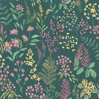 Holden Decor Floral Sprig Wallpaper, Teal & Pink