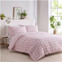 Portfolio Home Gingham Duvet Set, Super King, Pink