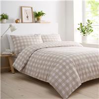 Portfolio Home Gingham Duvet Set, Double, Natural
