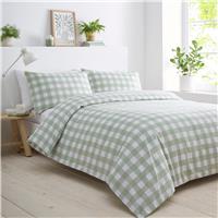 Portfolio Home Gingham Duvet Set, King, Sage