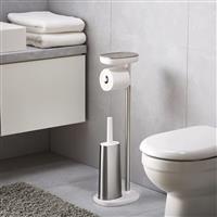 Joseph Joseph EasyStore Plus Toilet Roll Holder with Flex Toilet Brush, Stainless Steel