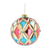 Gisela Graham Dimpled Harlequin Glass Bauble, Red