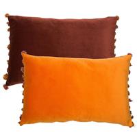 Malini Double Sided Nappa Velvet Cushion, Wine/Rust