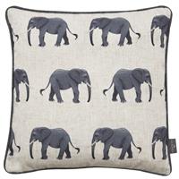 Malini Elephant Parade Faux Linen Cushion, Natural