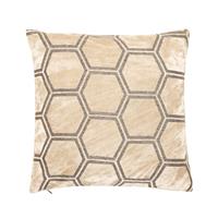 Malini Ivor Hexagon Velvet Cushion, Cream