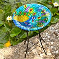 Smart Garden Peacock Glass Birdbath, Blue