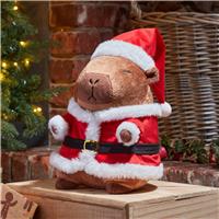 Smart Garden Santa Capybara Plush, Brown & Red