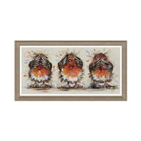 3 Wise Robins Framed Picture, 65x35cm