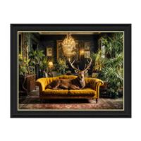 Lounging Stag Framed Picture, 90x70cm