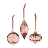 Premier Decorations Ribbed Glass Bauble, Pink